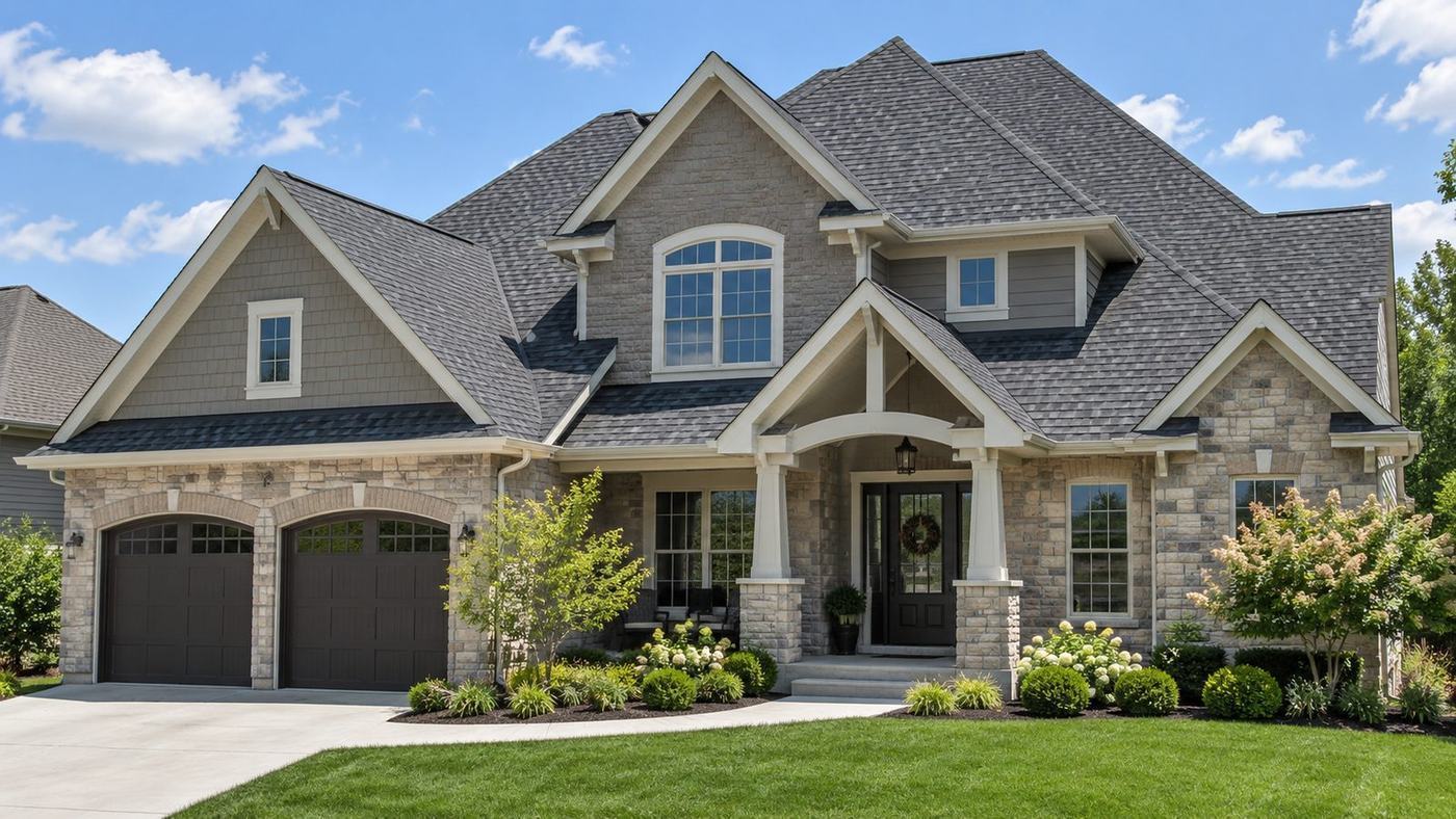 Home with a newly finished shingle roof in Weirton, West Virginia